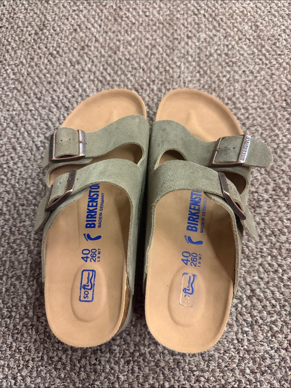 Birkenstock Two-Strap Suede Sandals in gray/brown